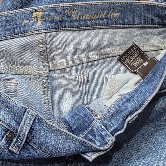 7 for all Mankind Crop Straight Leg Jeans Womens 30 Lightwash - Picture 4 of 9